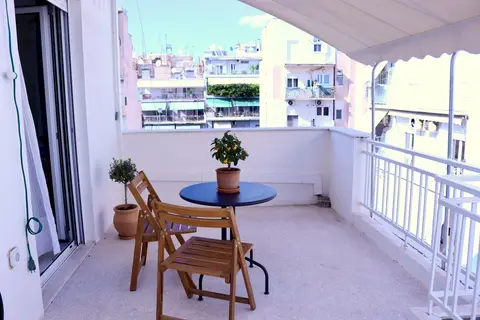 Balcony table with citrus tree